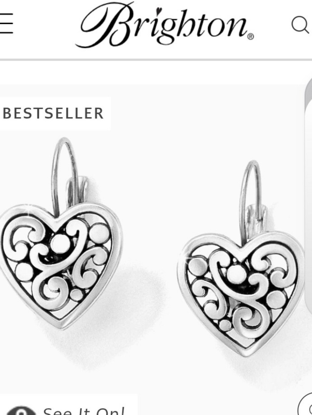 Brighton Silver Heart Filigree Drop Earrings